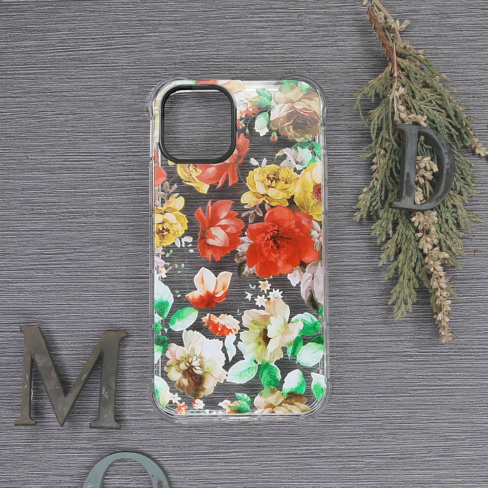 iPhone 11 Pro Max Silicone Cover Mange Blomster På Klar Baggrund – Transparent