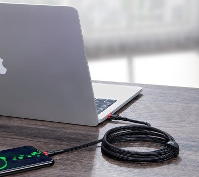 BASEUS USB Cable - Cafule CATKLF-AL91 Type-C - Type-C 2M 100W 5A black-red - billede 5