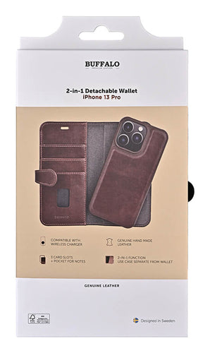 iPhone 13 Pro Læder Wallet Flip Cover – Brun – Buffalo