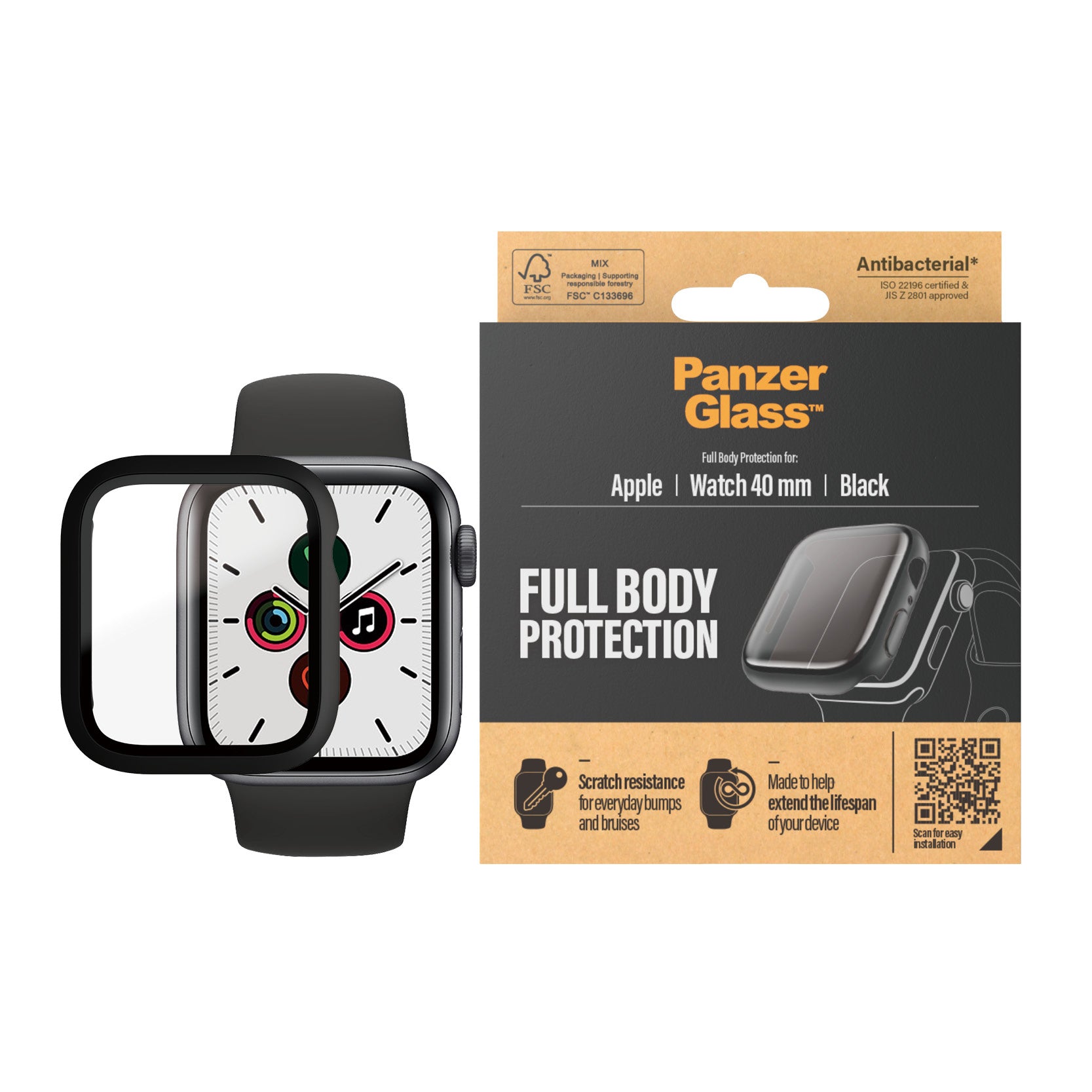 PanzerGlass Full Body Apple Watch 4/5/6/SE (40 mm) Black (AB - EOL - billede 2