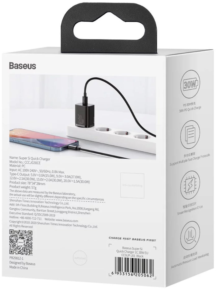 Baseus Super Si 1C 30watt charger sort - billede 2