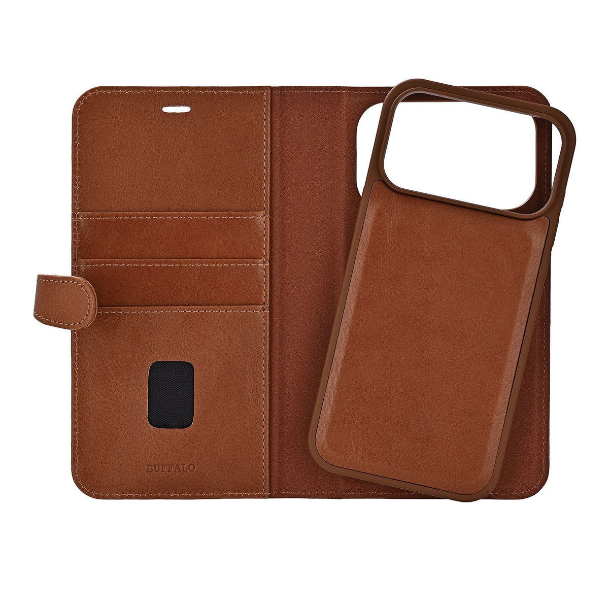 iPhone 17 Pro Max / 18 Pro Max Wallet Flip Cover 2 i 1 MAG – Brun – Buffalo - billede 4