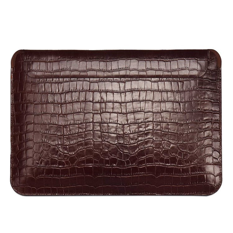 WIWU 13.3 inch Laptop Bag Magnetic Closure Genuine Leather Storage Pouch Multifunction Crocodile Texture Mouse Pad Notebook Computer Sleeve - Coffee - produktbillede 1