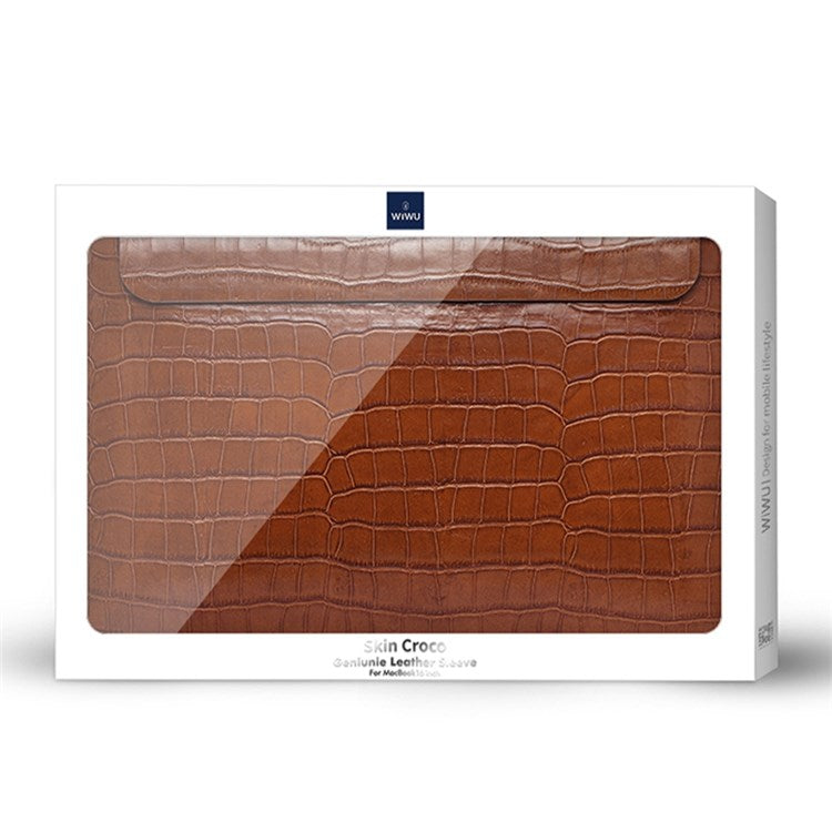 WIWU 13.3 inch Laptop Bag Magnetic Closure Genuine Leather Storage Pouch Multifunction Crocodile Texture Mouse Pad Notebook Computer Sleeve - Coffee - produktbillede 8