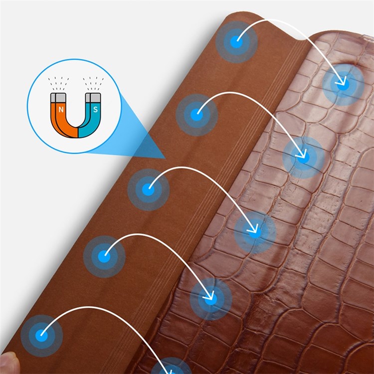 WIWU 16.2 inch Notebook Computer Pouch for MacBook Pro 2021 Crocodile Texture Genuine Leather Multifunction Mouse Pad - Brown - produktbillede 6