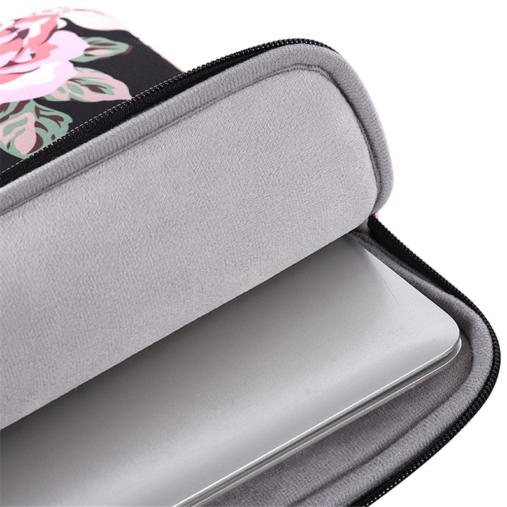 CANVASARTISAN H40-11 Shockproof Carrying Case for 14-inch Laptops Portable Storage Bag Rose Pattern Printed Sleeve Bag with Outer Pouch - Grey - produktbillede 4