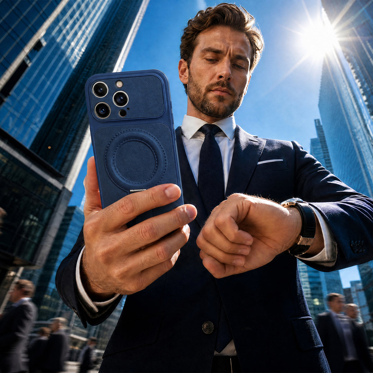 iPhone 12 Luxgrip Mag Mørkeblå