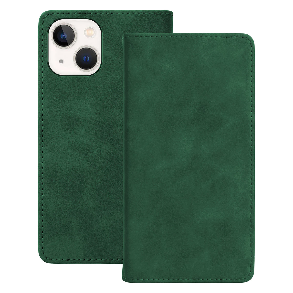 iPhone 15 Wallet Flip Cover Smart Suede – Grøn