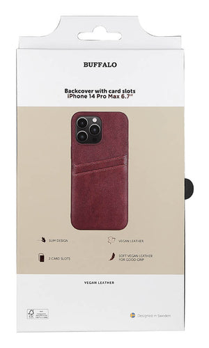 iPhone 14 Pro Max Læder Cover med kortholder 2 6 7 – Brun – Buffalo