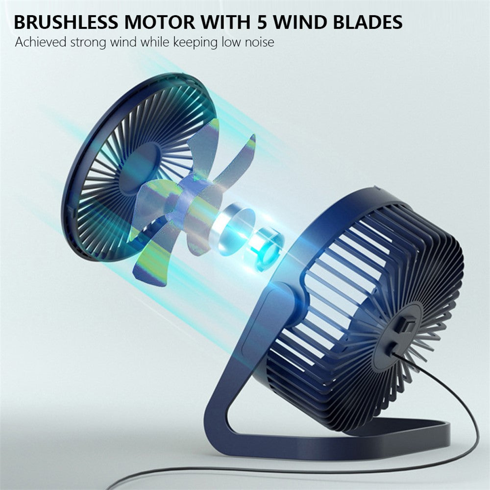360 Degrees Rotating Fan USB Rechargeable Handheld Mini Low Noise Small Fan Summer Cooler - Blue - produktbillede 6