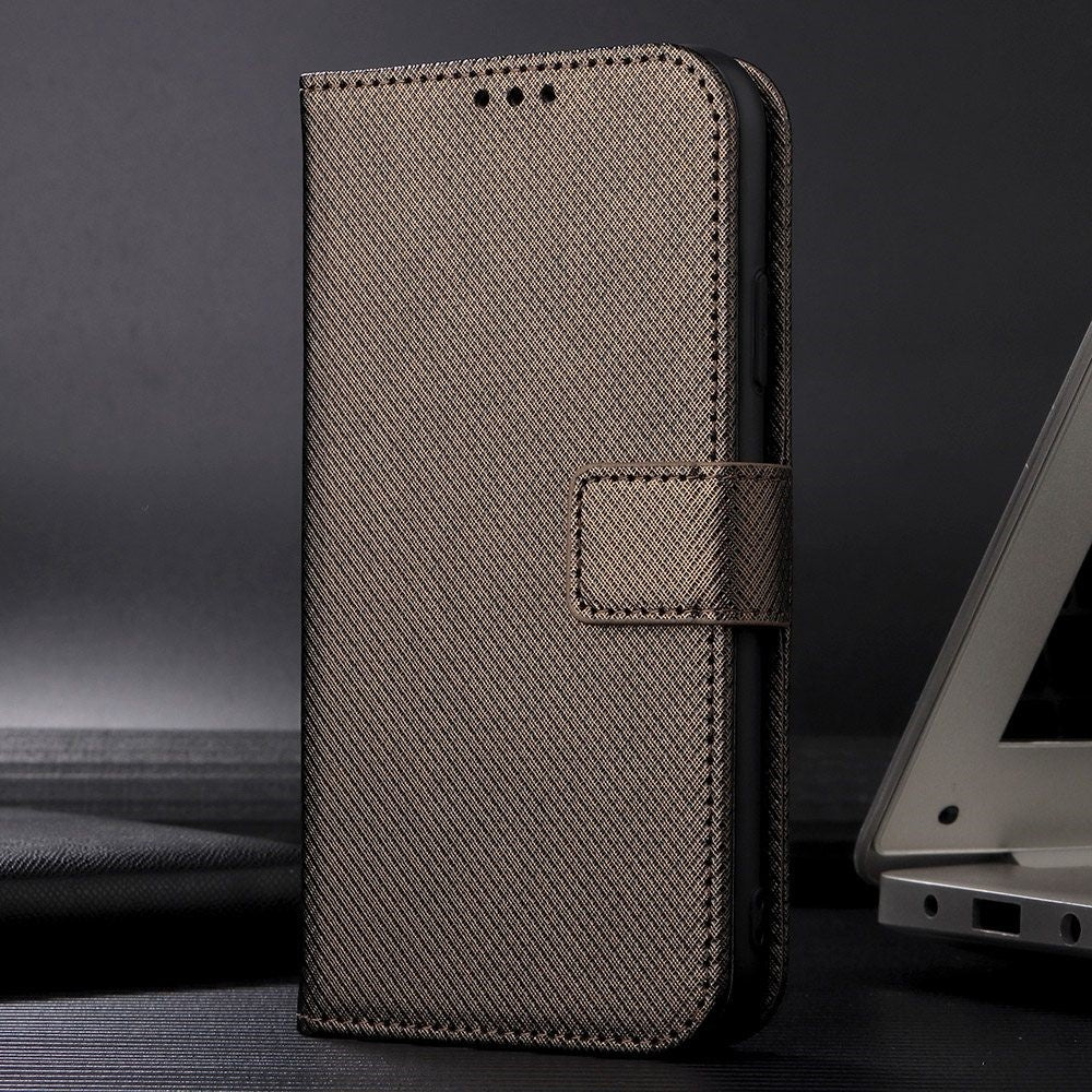 iPhone 14 Pro Læder Wallet Flip Cover Stand Anti scratch Diamond Texture Drop proof – Brun - produktbillede 7
