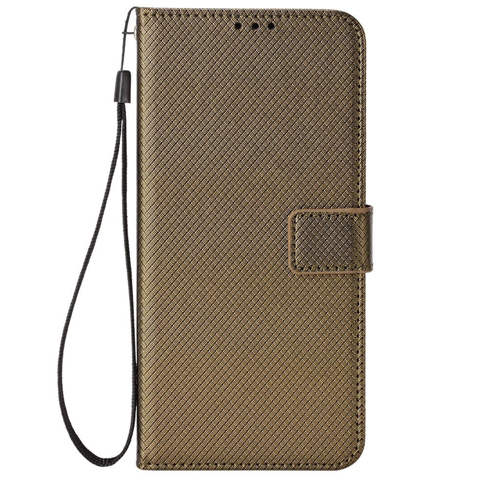 iPhone 14 Pro Læder Wallet Flip Cover Stand Anti scratch Diamond Texture Drop proof – Brun - produktbillede 8