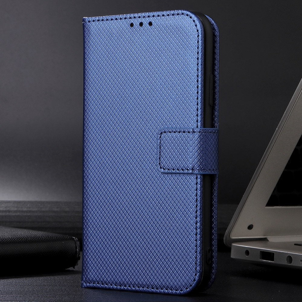 iPhone 14 Pro Læder Wallet Flip Cover Stand Anti scratch Diamond Texture Drop proof – Blå - produktbillede 7