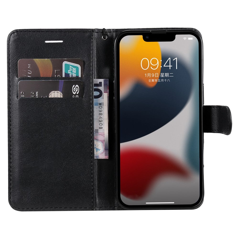 iPhone 14 Plus Læder Cover med kortholder M/3kort Magnetluk Og Strop – Sort - produktbillede 2