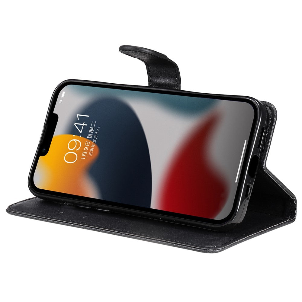 iPhone 14 Plus Læder Cover med kortholder M/3kort Magnetluk Og Strop – Sort - produktbillede 3