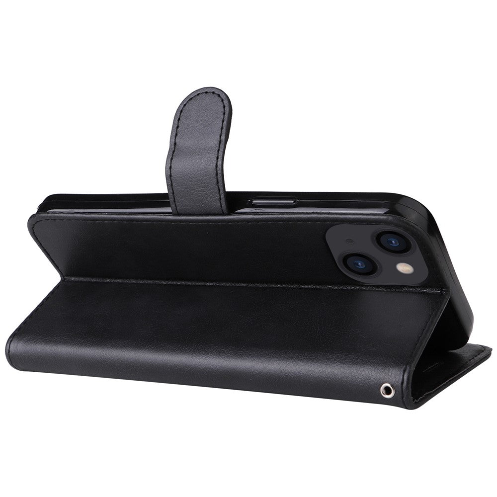 iPhone 14 Plus Læder Cover med kortholder M/3kort Magnetluk Og Strop – Sort - produktbillede 4