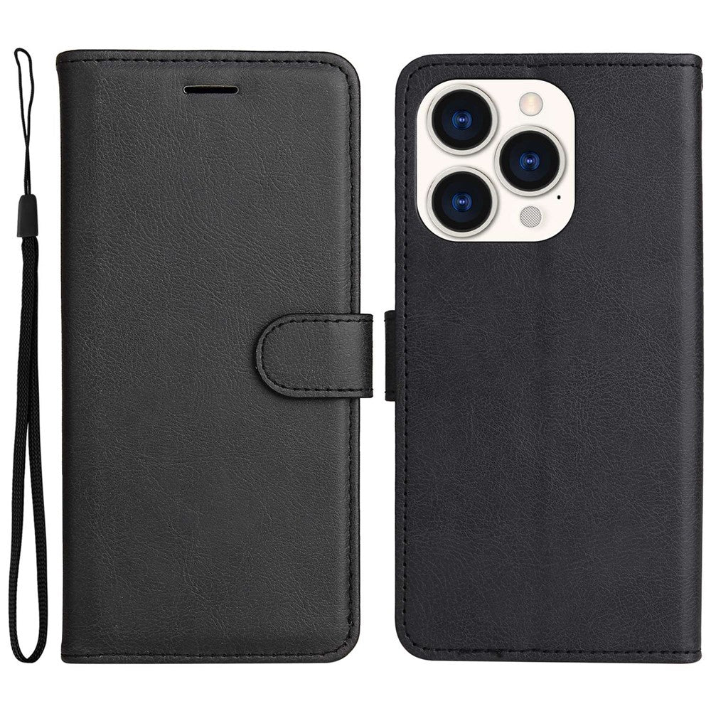 iPhone 14 Pro Læder Cover med kortholder M/3kort Magnetluk Og Strop – Sort - produktbillede 1
