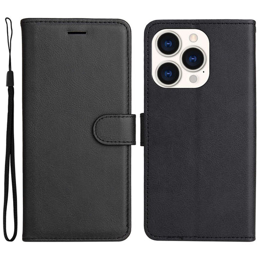 iPhone 14 Pro Læder Cover med kortholder M/3kort Magnetluk Og Strop – Sort - produktbillede 1