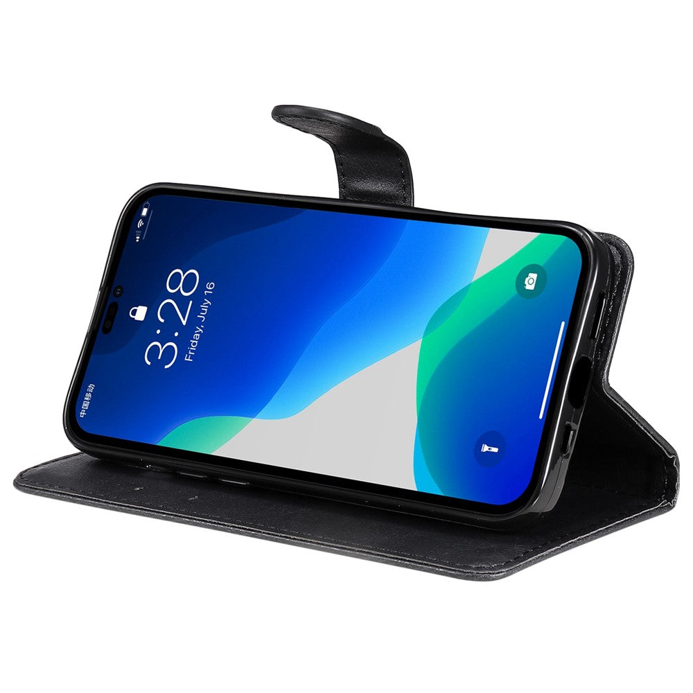 iPhone 14 Pro Læder Cover med kortholder M/3kort Magnetluk Og Strop – Sort - produktbillede 3