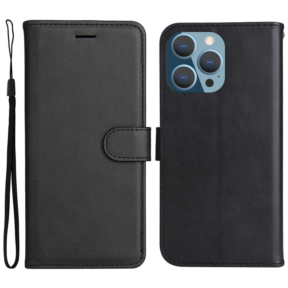 iPhone 14 Pro Max Læder Wallet Flip Cover Stand Series 2 Fully Wrapped Design Handy Strap – Sort - produktbillede 1