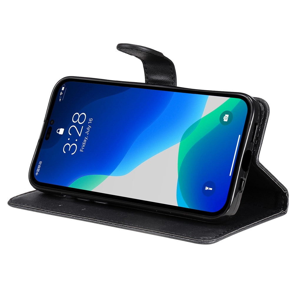 iPhone 14 Pro Max Læder Wallet Flip Cover Stand Series 2 Fully Wrapped Design Handy Strap – Sort - produktbillede 3