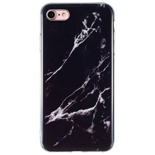 iPhone 7/8/SE TPU Cover 2022 2020 Stylish Marble Pattern IMD Soft – Sort - produktbillede 1