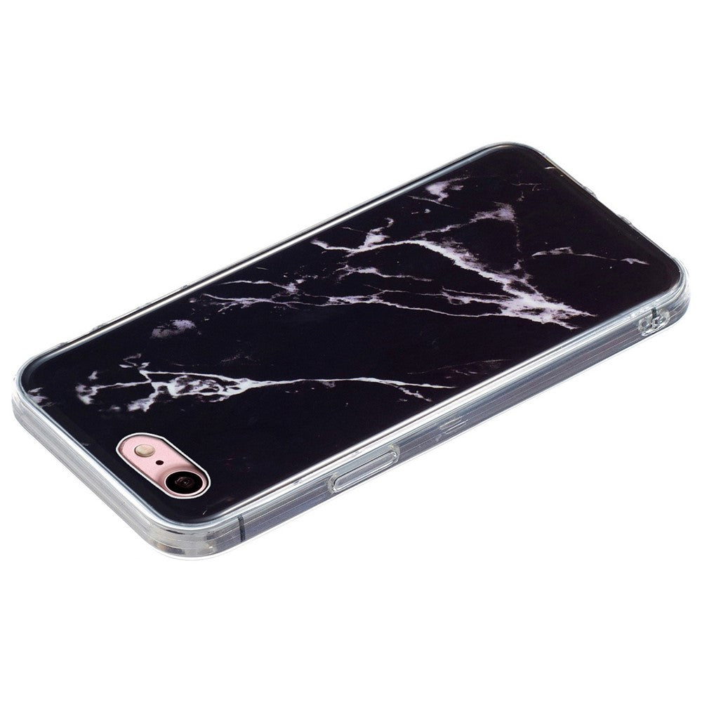 iPhone 7/8/SE TPU Cover 2022 2020 Stylish Marble Pattern IMD Soft – Sort - produktbillede 2