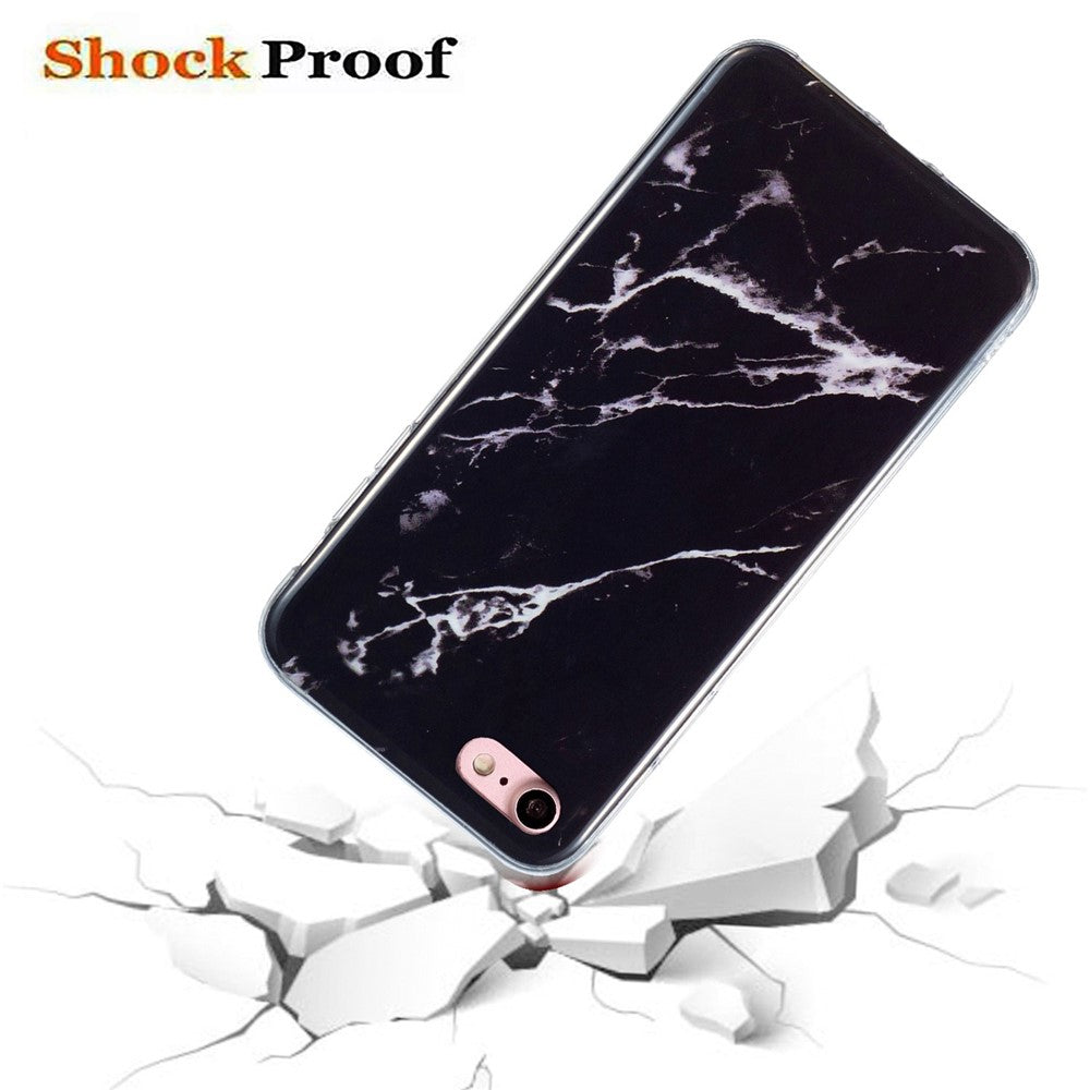iPhone 7/8/SE TPU Cover 2022 2020 Stylish Marble Pattern IMD Soft – Sort - produktbillede 3