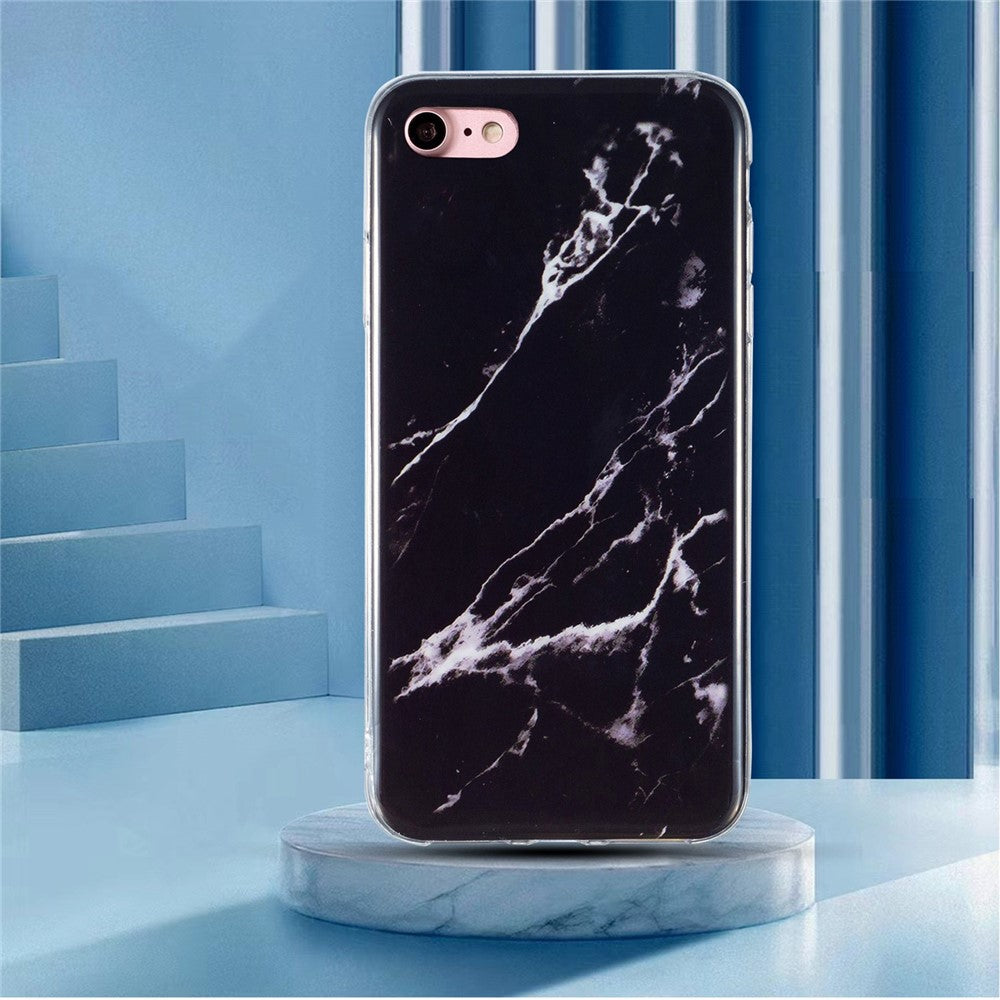iPhone 7/8/SE TPU Cover 2022 2020 Stylish Marble Pattern IMD Soft – Sort - produktbillede 5