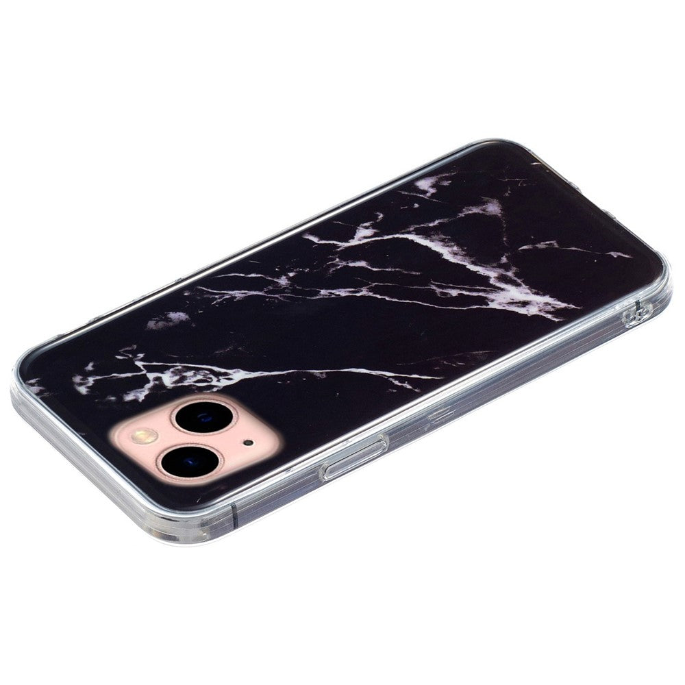 iPhone 13 Mini TPU Cover Slim Marble Pattern IMD Soft Back – Sort - produktbillede 2