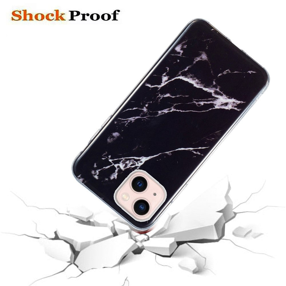 iPhone 13 Mini TPU Cover Slim Marble Pattern IMD Soft Back – Sort - produktbillede 3