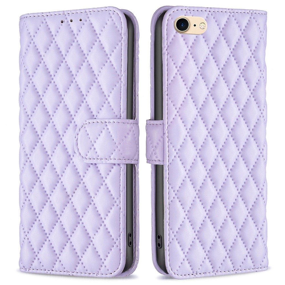 iPhone 7/8/SE Wallet Flip Cover Binfen Rhombus – Lilla - produktbillede 1