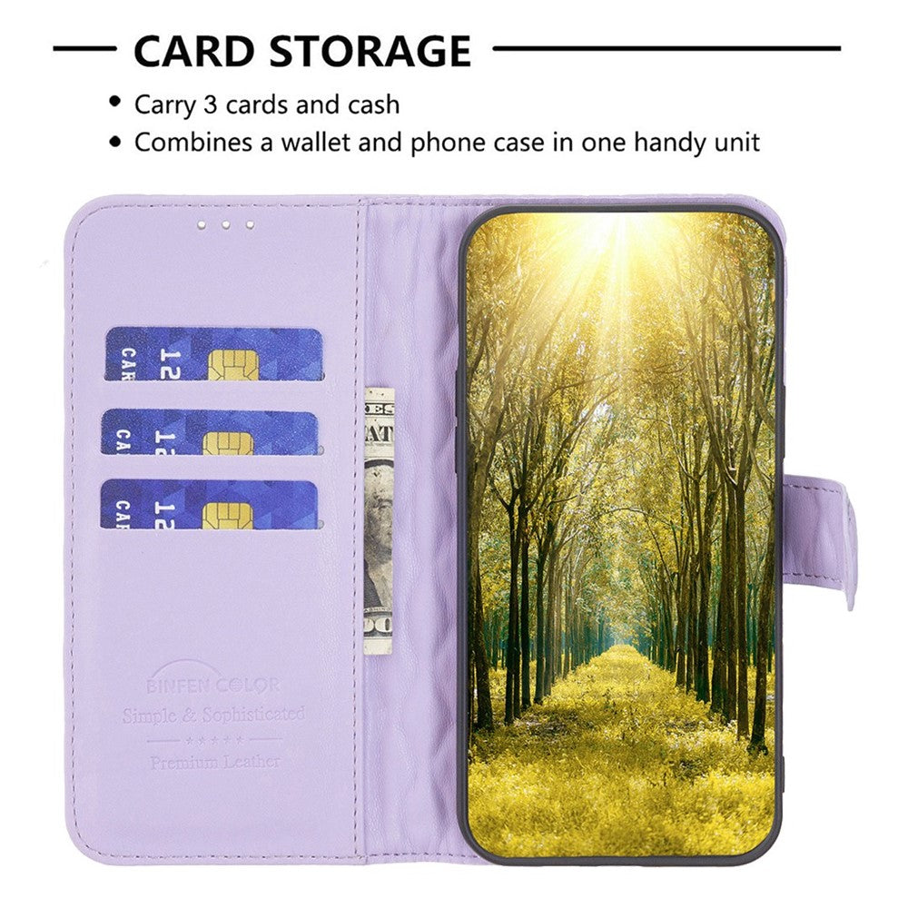 iPhone 7/8/SE Wallet Flip Cover Binfen Rhombus – Lilla - produktbillede 3