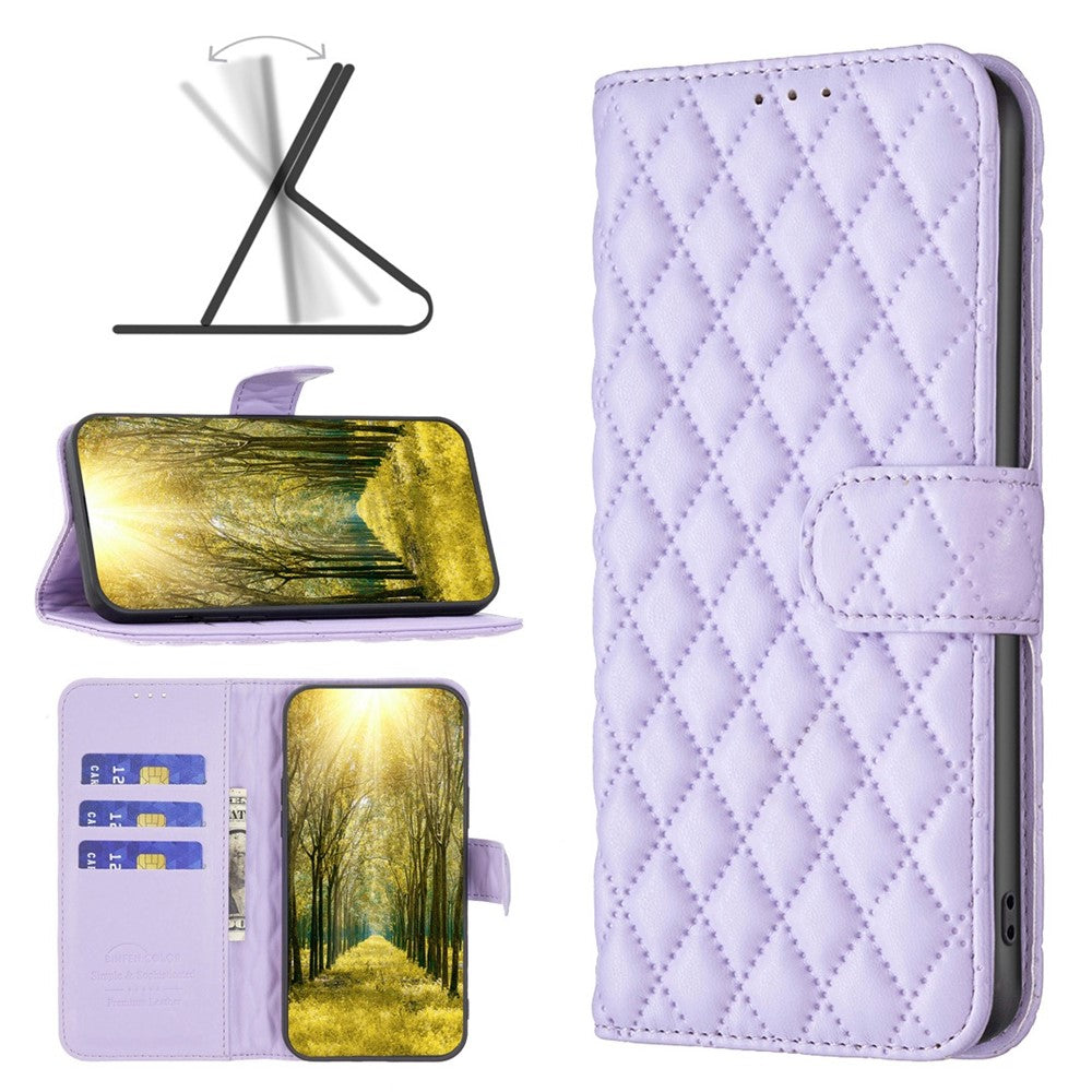 iPhone 7/8/SE Wallet Flip Cover Binfen Rhombus – Lilla - produktbillede 8
