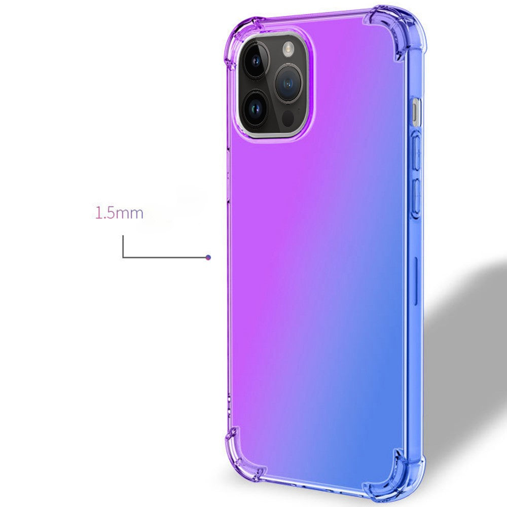 iPhone 14 Pro Max TPU Cover Shock Gradient Design Absorption Soft Edge Bumper Reinforced Corners – Grøn/Pink