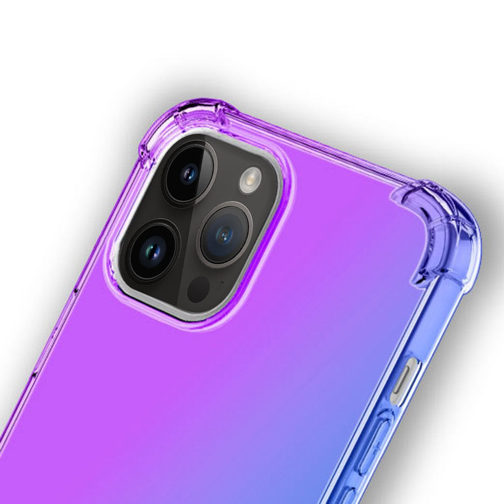 iPhone 14 Pro Max TPU Cover Shock Gradient Design Absorption Soft Edge Bumper Reinforced Corners – Grøn/Pink