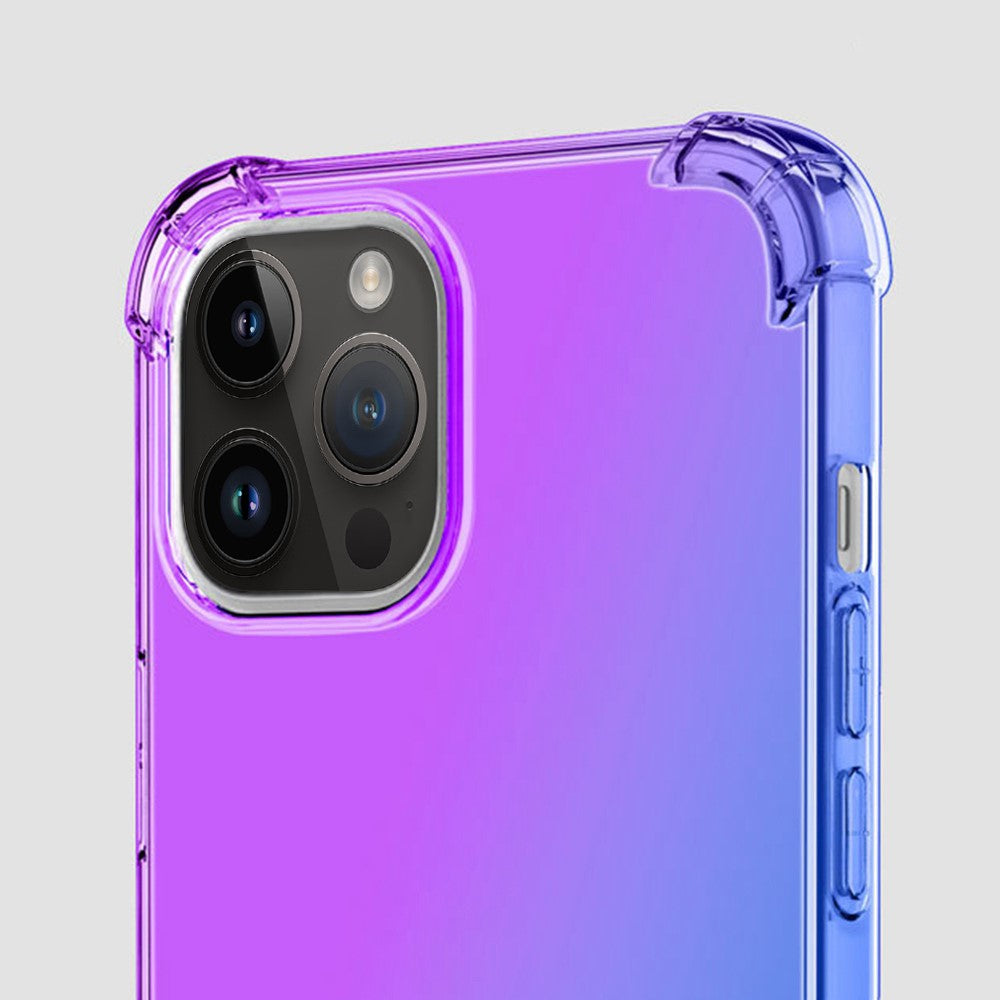 iPhone 14 Pro Max TPU Cover Shock Gradient Design Absorption Soft Edge Bumper Reinforced Corners – Sort/Guld