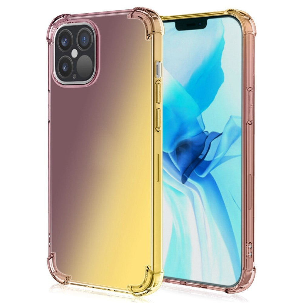 iPhone 14 Plus TPU Cover Gradient Design Soft Edge Bumper Reinforced Corners – Sort/Guld - produktbillede 1