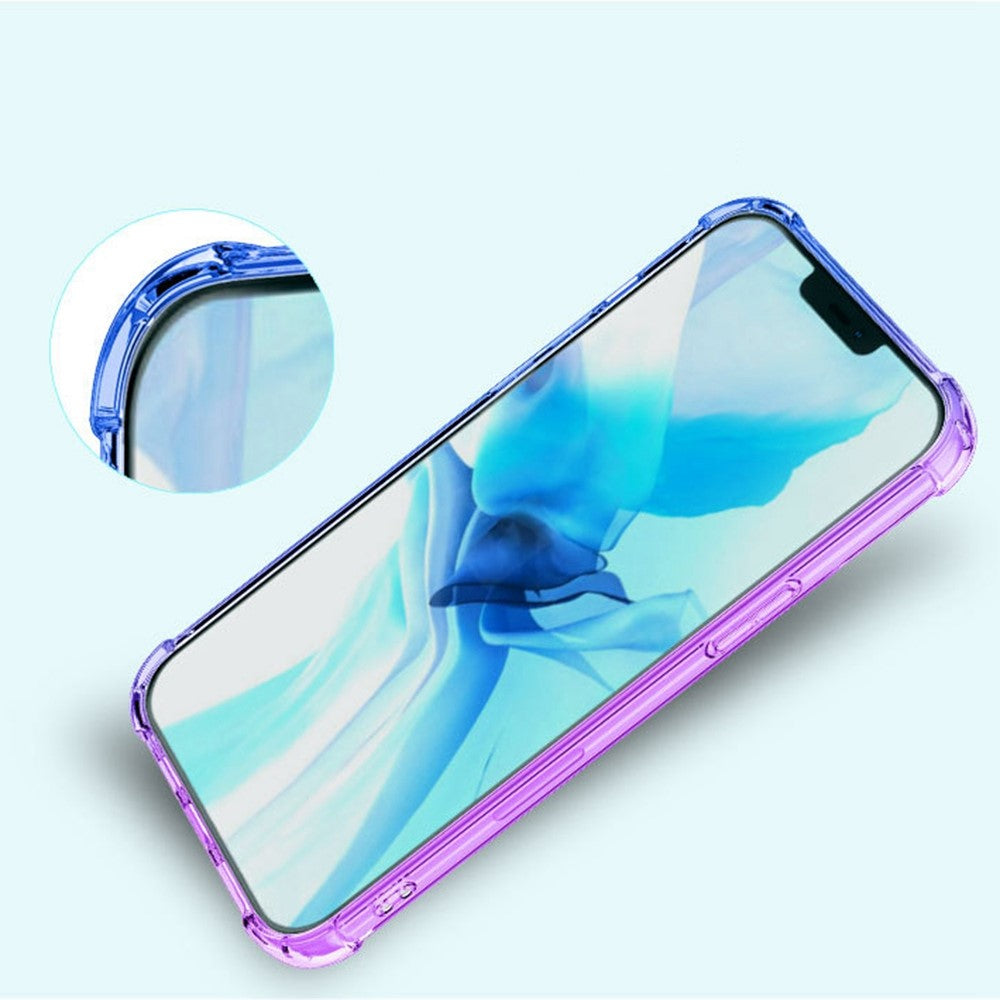 iPhone 14 Pro TPU Cover Gradient Design Drop Resistant Soft Edge Bumper Reinforced Corners Cellphone – Sort/Guld - produktbillede 2