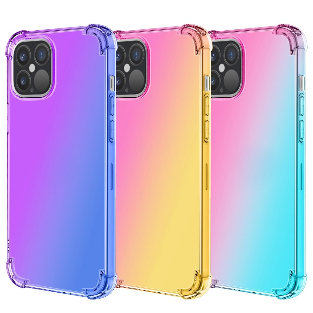 iPhone 14 Pro TPU Cover Gradient Design Drop Resistant Soft Edge Bumper Reinforced Corners Cellphone – Sort/Guld - produktbillede 6