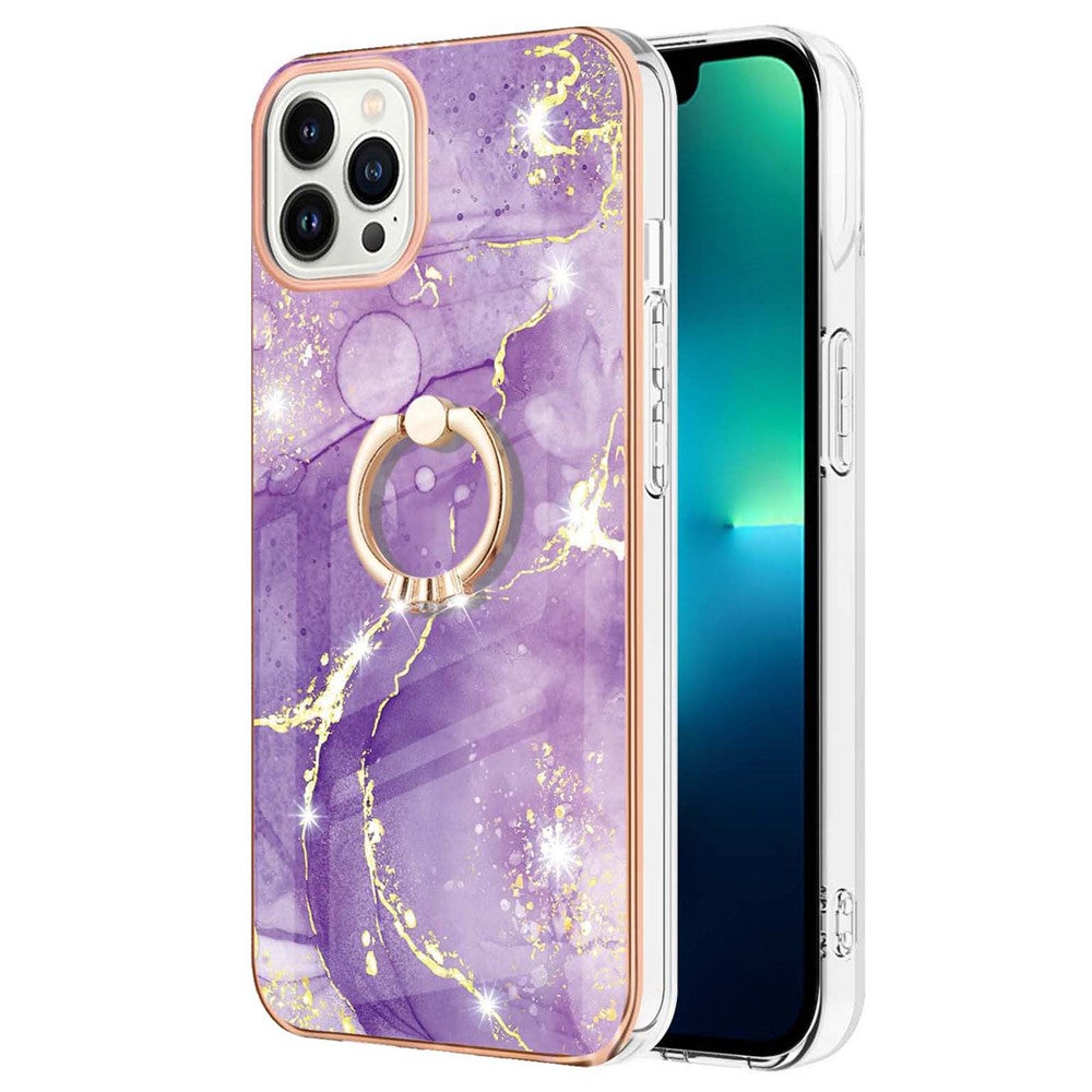 iPhone 14 Pro Max Cover Marmor Kickstand – Lilla - produktbillede 2