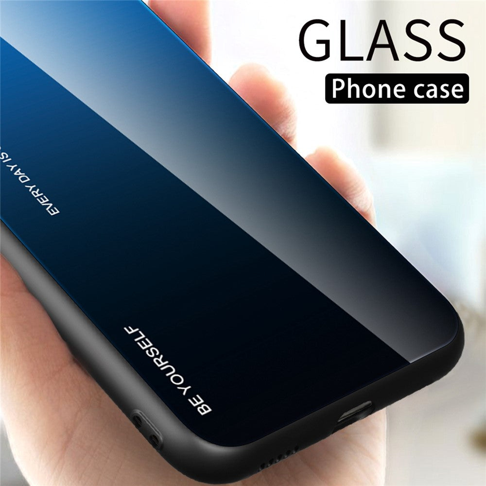 iPhone 14 Pro Cover Shock Gradient Color Design Anti Tempered Glass Protector – Sort/Blå - produktbillede 2