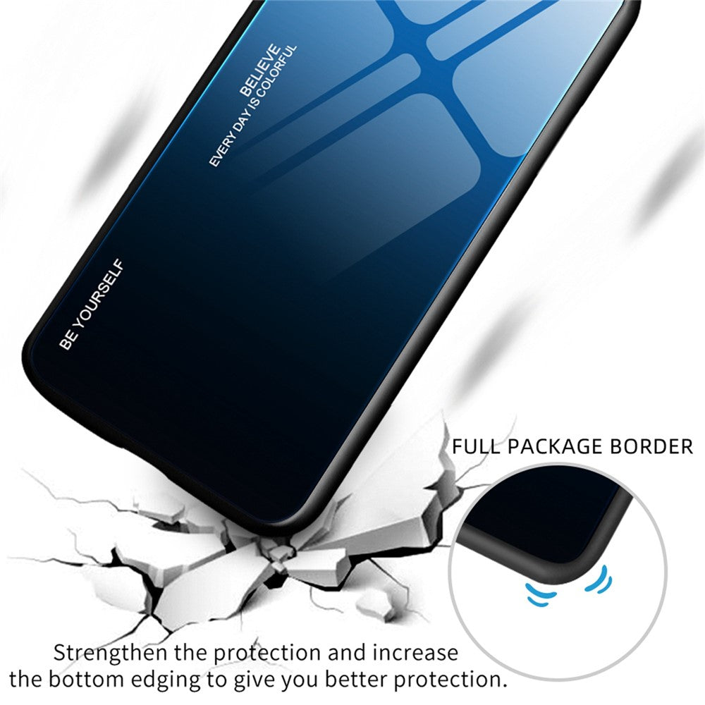 iPhone 14 Pro Cover Shock Gradient Color Design Anti Tempered Glass Protector – Sort/Blå - produktbillede 3