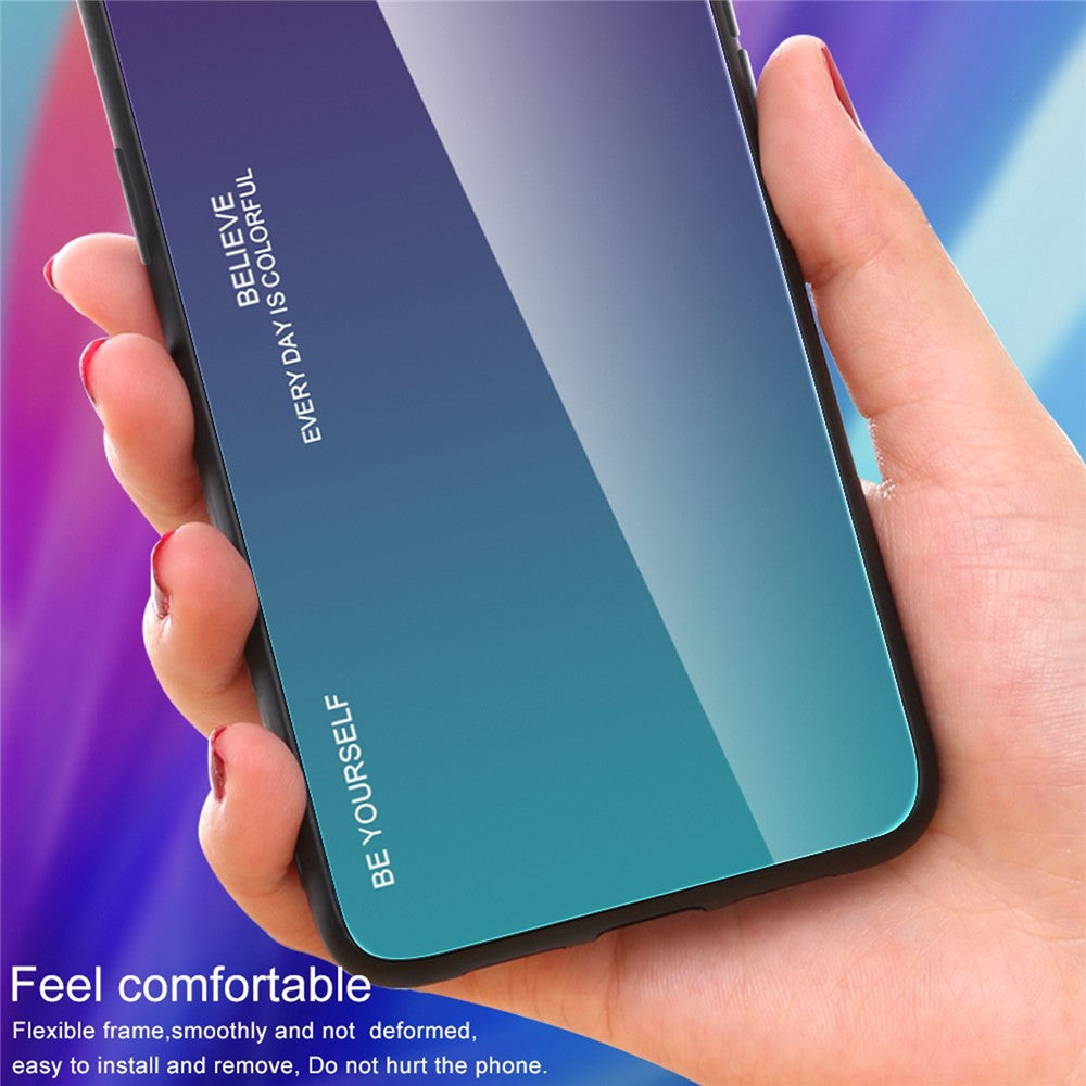 iPhone 14 Pro Cover Shock Gradient Color Design Anti Tempered Glass Protector – Sort/Blå - produktbillede 4