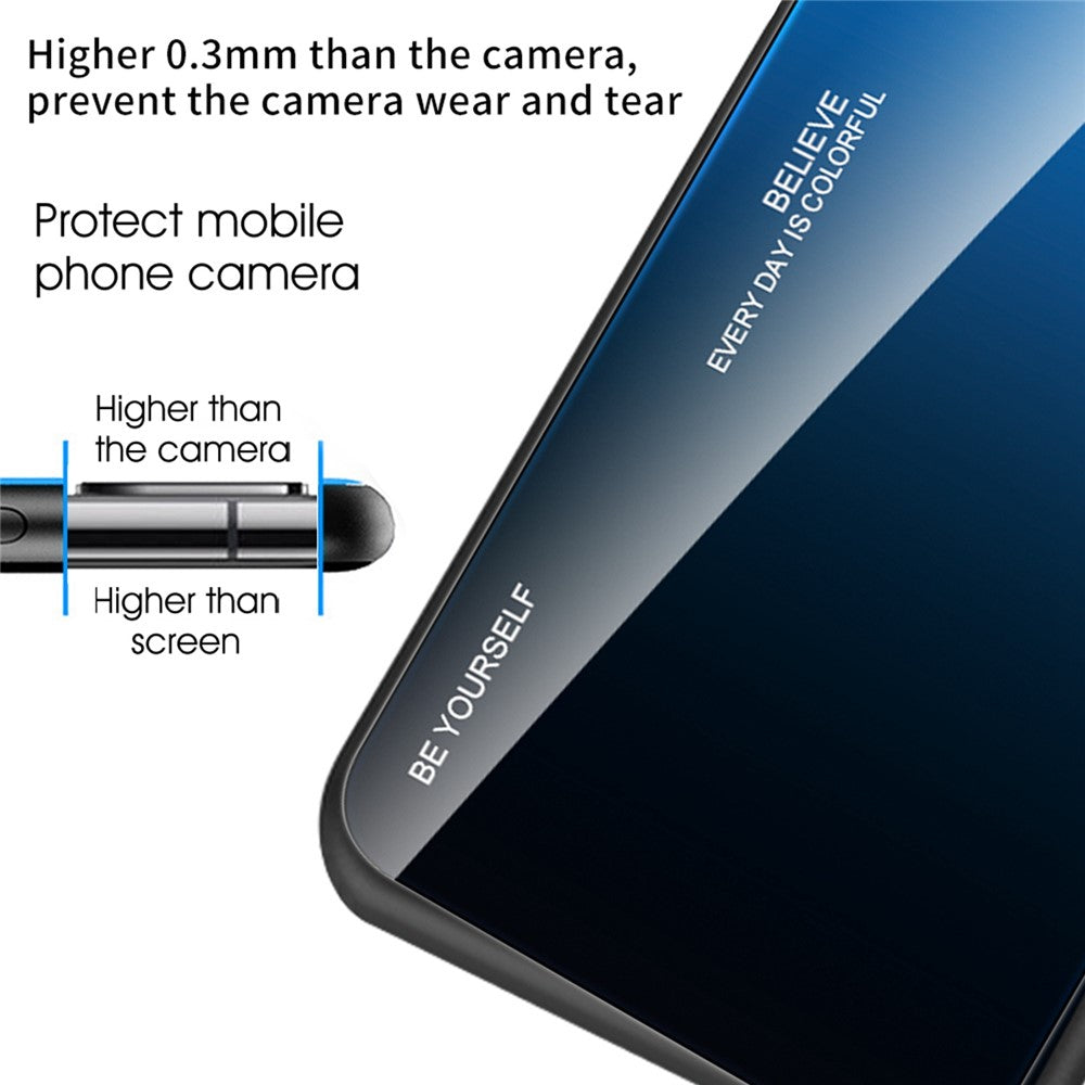 iPhone 14 Pro Cover Shock Gradient Color Design Anti Tempered Glass Protector – Sort/Blå - produktbillede 6