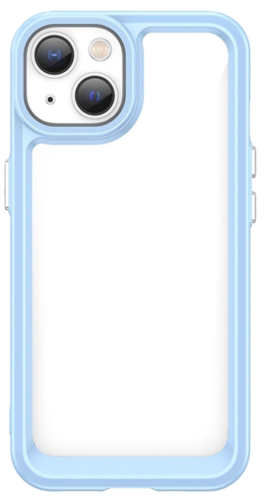 iPhone 14 Plus Cover Klar Acryl Blåt Kant Om Telefon Og Kamera – Transparent