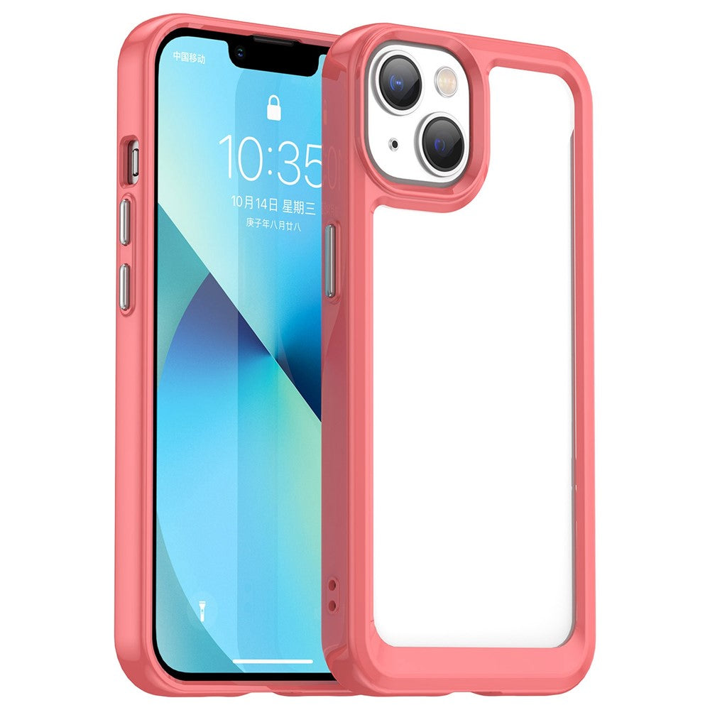 iPhone 14 TPU Cover Acrylic Anti scratch Smartphone Back – Transparent/Rød - produktbillede 1
