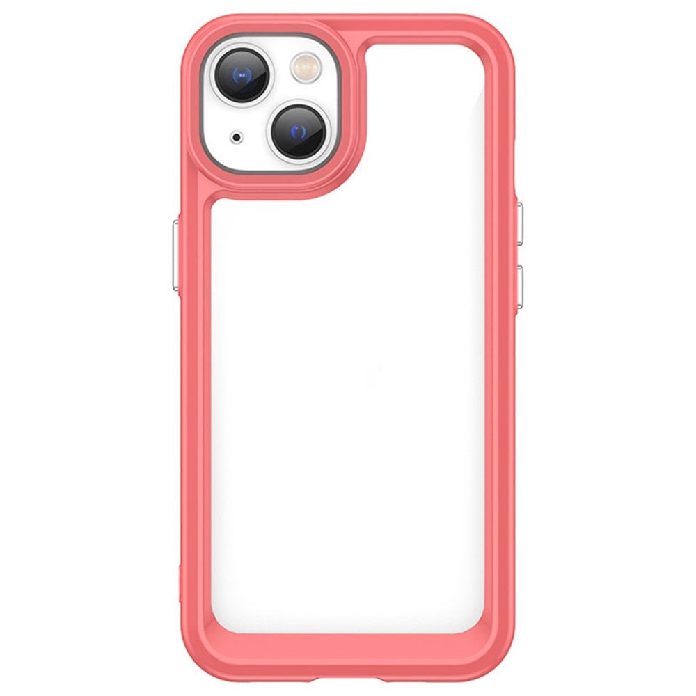 iPhone 14 TPU Cover Acrylic Anti scratch Smartphone Back – Transparent/Rød - produktbillede 2