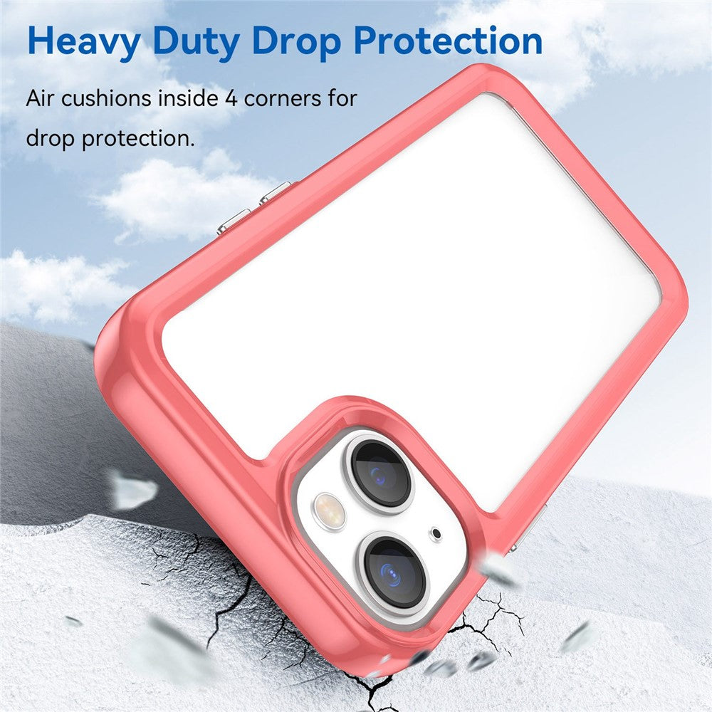 iPhone 14 TPU Cover Acrylic Anti scratch Smartphone Back – Transparent/Rød - produktbillede 4