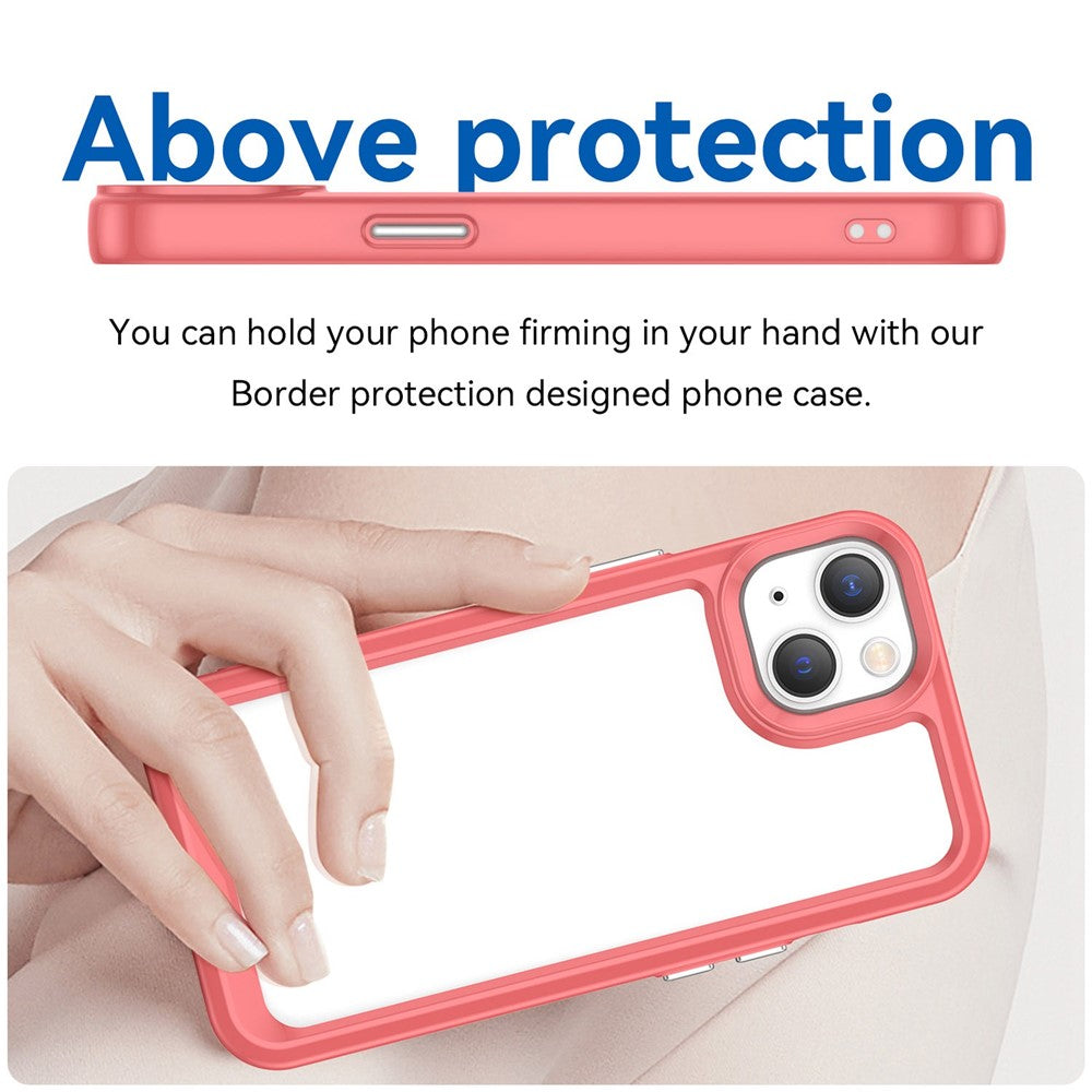 iPhone 14 TPU Cover Acrylic Anti scratch Smartphone Back – Transparent/Rød - produktbillede 5